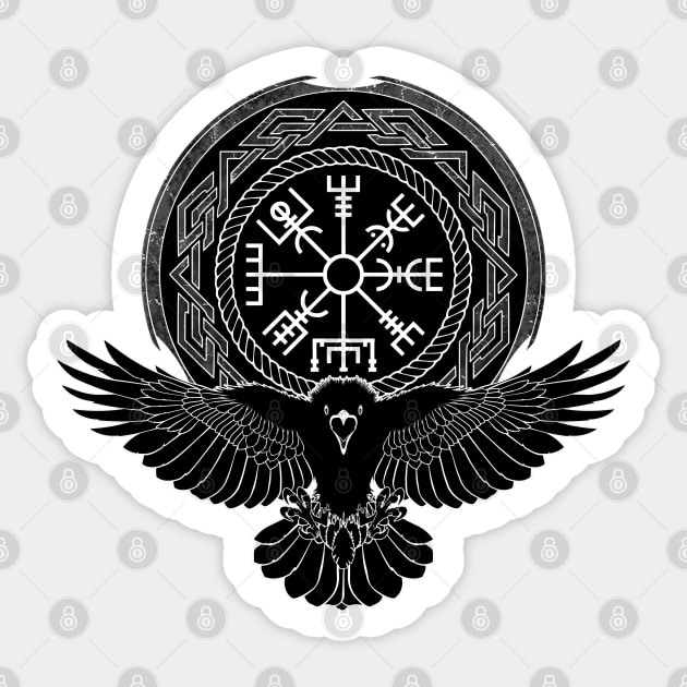 Viking Raven, Vegvisir and Celtic Knotwork Sticker by NicGrayTees